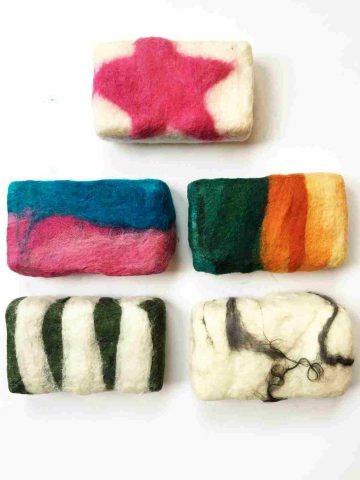 A variety of felted soaps