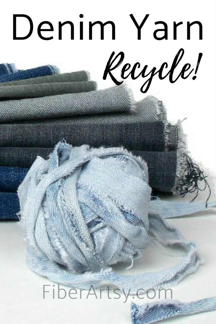 a stack of denim fabric and a ball of denim yarn