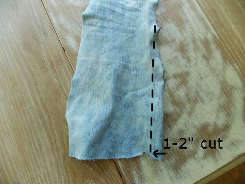 image of a piece of fabric with a line showing where to cut it