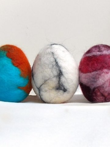 image of three Easter Eggs made with Felted Wool