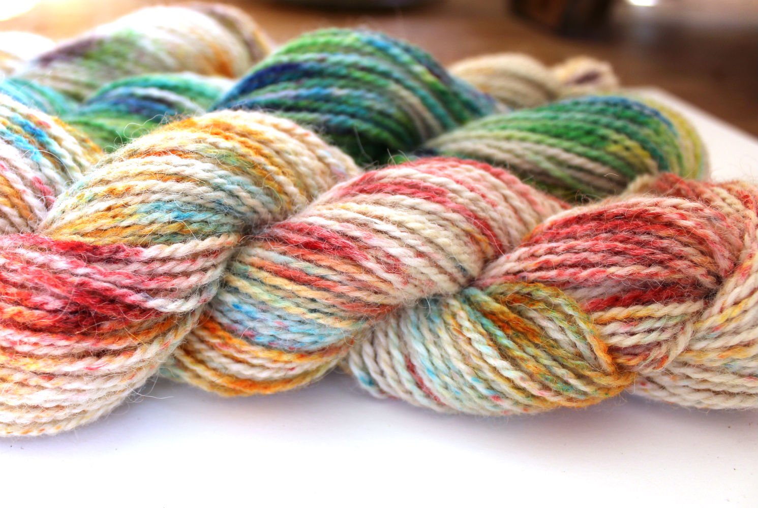 image of speckled yarn skeins