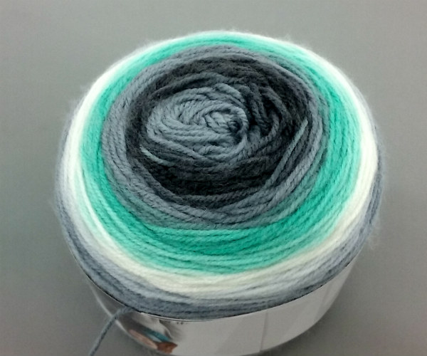 image of a cake of dyed yarn 