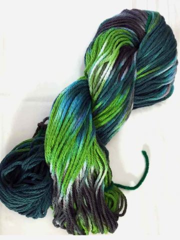 image of a skein of green and blue yarn