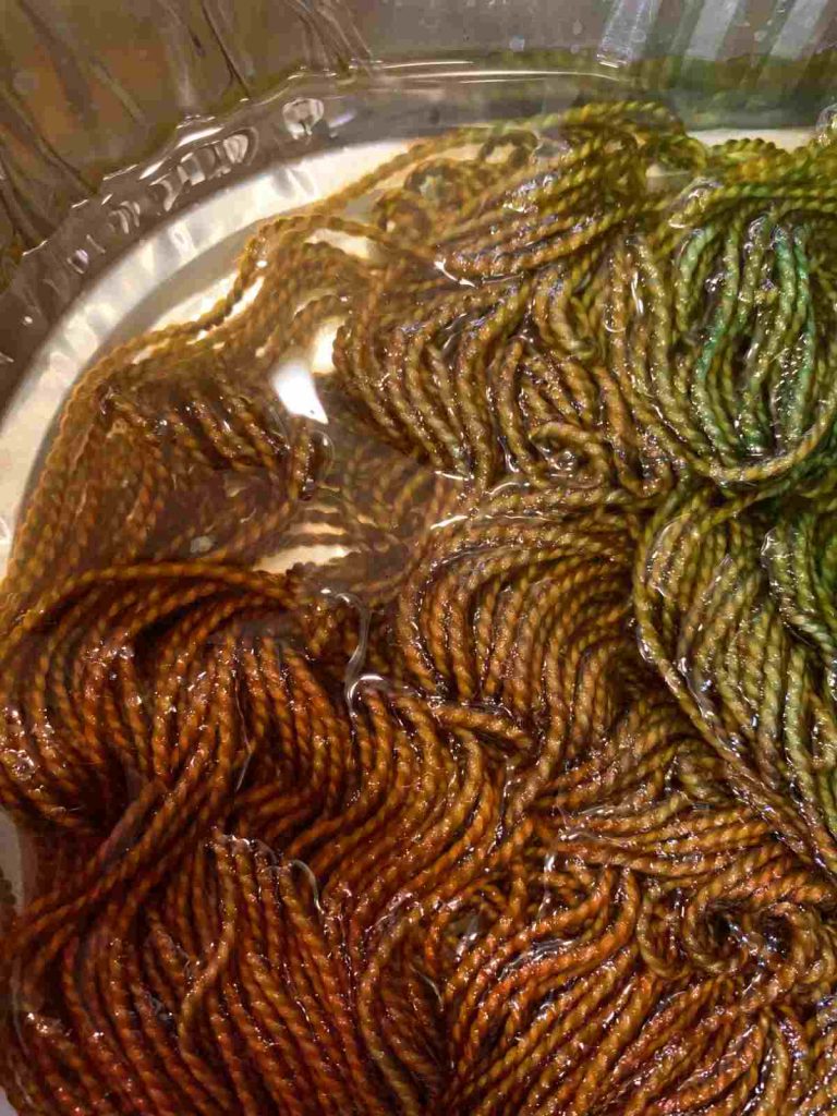 image of wet dyed yarn